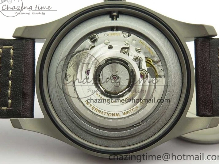 MIROTIME 0310 SmartChoice Mark XVIII IW327006 Titanium M+F 1:1 Best Edition Black Dial on Brown Leather Strap A 7145